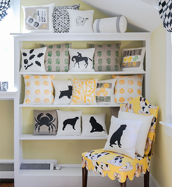 Shelf of Pillows and Chair