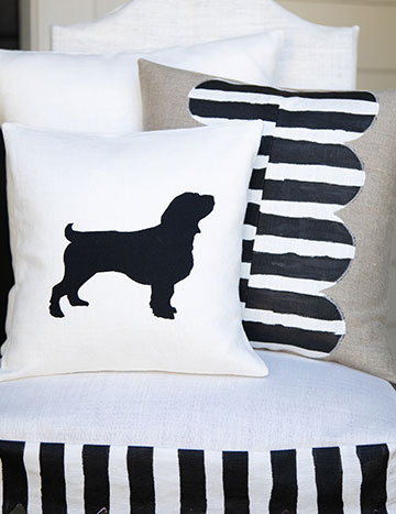 silhouette of dog on pillow