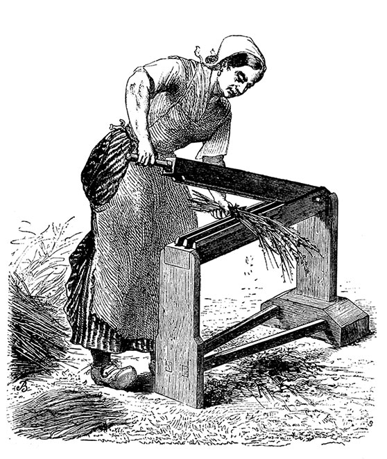 illustration of historical linen-making process